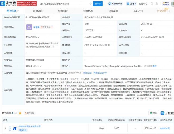 華能新能源廈門布局再落一子，成立企管公司拓展電力電子市場